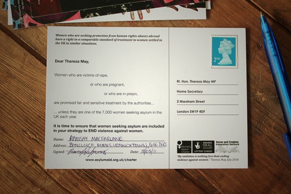 16 Days of Action postcard